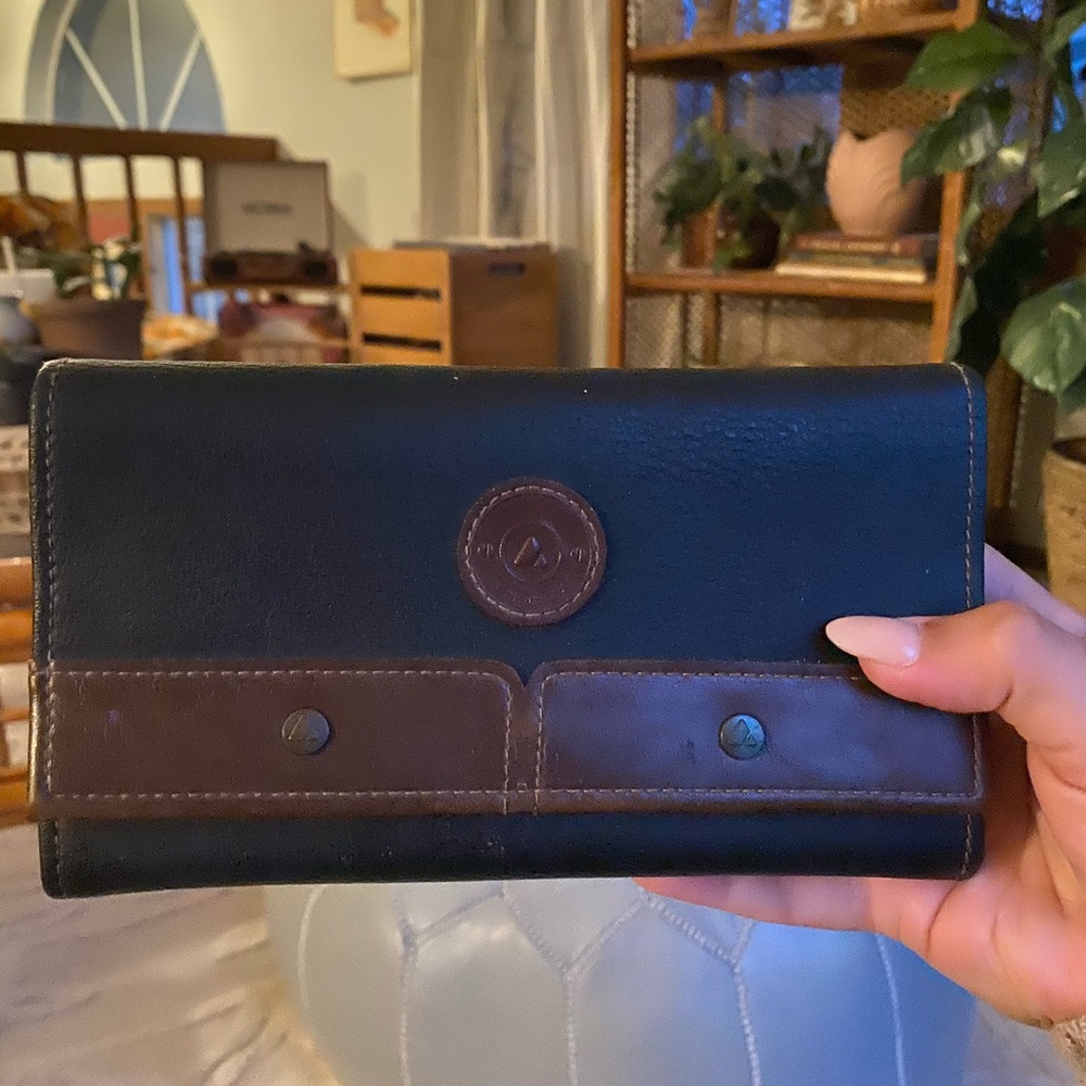 Black wallet with brown details
